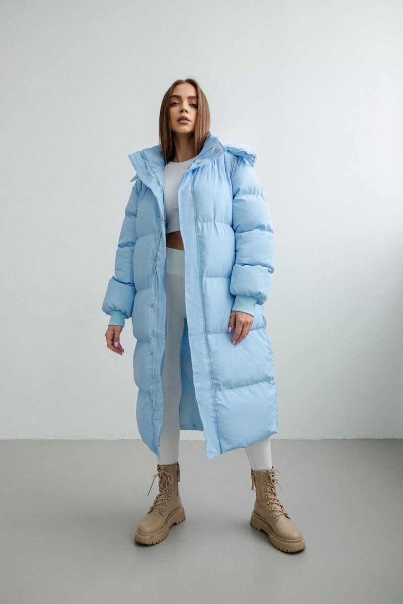 Norvia - Women’s Long Puffer Trench Coat – Oversized Fit – Quilted Insulated – Hooded Zip Closure - Nalani - UK Fashion Clothing and Decor