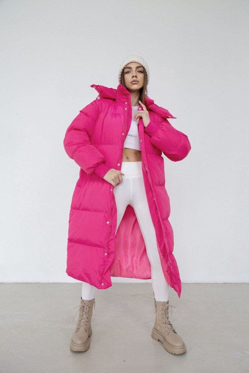 Norvia - Women’s Long Puffer Trench Coat – Oversized Fit – Quilted Insulated – Hooded Zip Closure - Nalani - UK Fashion Clothing and Decor