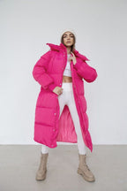 Norvia - Women’s Long Puffer Trench Coat – Oversized Fit – Quilted Insulated – Hooded Zip Closure - Nalani - UK Fashion Clothing and Decor