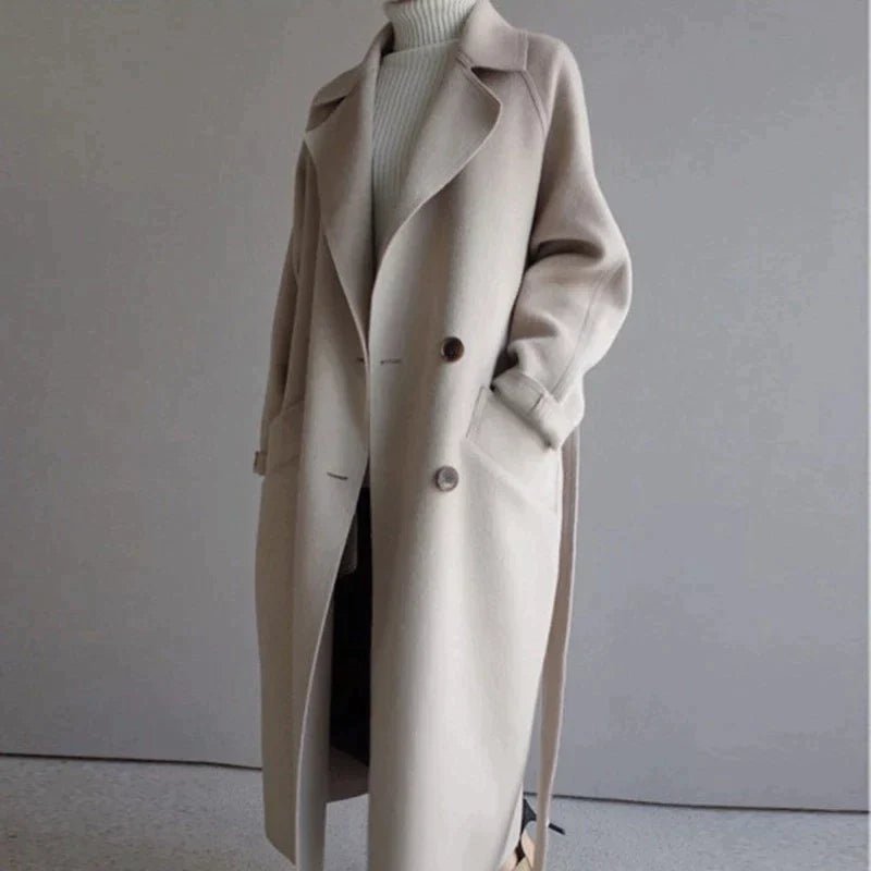 Norvia | Women's oversized women's coat with belt and narrow collar - Nalani - UK Fashion Clothing and Decor