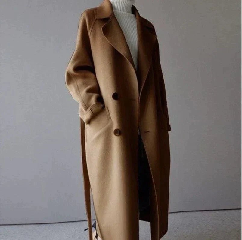Norvia | Women's oversized women's coat with belt and narrow collar - Nalani - UK Fashion Clothing and Decor