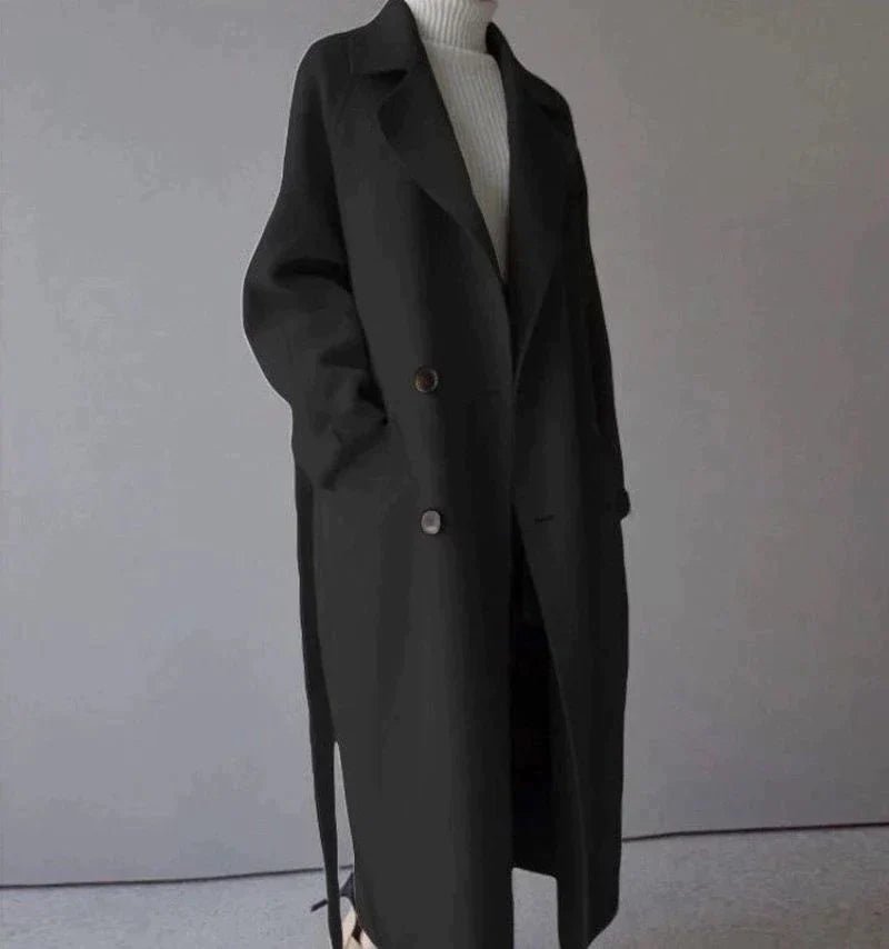 Norvia | Women's oversized women's coat with belt and narrow collar - Nalani - UK Fashion Clothing and Decor