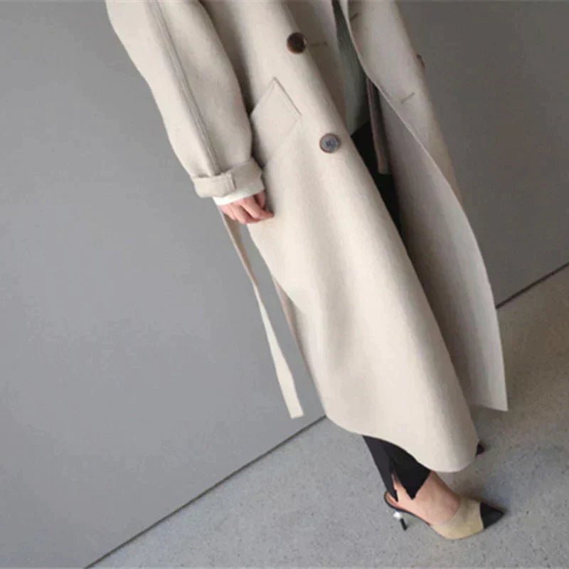 Norvia | Women's oversized women's coat with belt and narrow collar - Nalani - UK Fashion Clothing and Decor