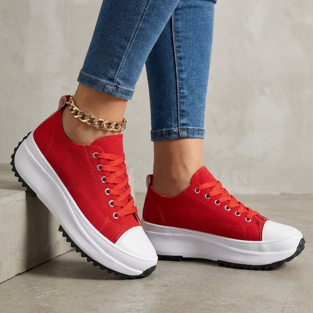 Orthopedic Platform Sneakers With Contrast Toe Cap - Nalani - UK and AUS Fashion Clothing and Decor
