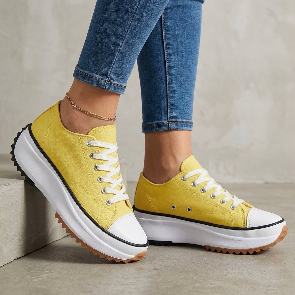 Orthopedic Platform Sneakers With Contrast Toe Cap - Nalani - UK and AUS Fashion Clothing and Decor