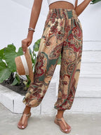 Ovara | Women's Harem Trousers - Bohemian Elephant Print - Loose Fit - Elastic Waist & Cuffs - Nalani - UK Fashion Clothing and Decor