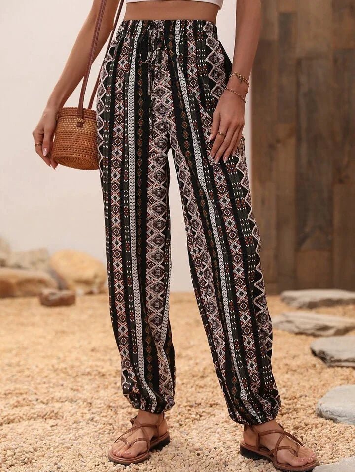 Ovara | Women's Harem Trousers - Bohemian Elephant Print - Loose Fit - Elastic Waist & Cuffs - Nalani - UK Fashion Clothing and Decor