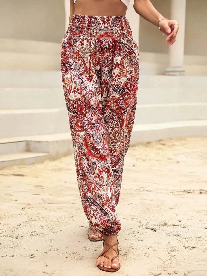 Ovara | Women's Harem Trousers - Bohemian Elephant Print - Loose Fit - Elastic Waist & Cuffs - Nalani - UK Fashion Clothing and Decor