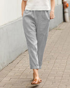 Ovara | Women's Tapered Trousers - Relaxed Fit - Elastic Waist - Breathable Lightweight Fabric - Nalani - UK Fashion Clothing and Decor