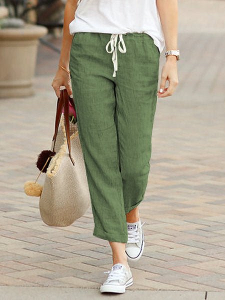 Ovara | Women's Trousers - Relaxed Fit - Elastic Waist with Drawstring - Lightweight Casual Wear - Nalani - UK Fashion Clothing and Decor