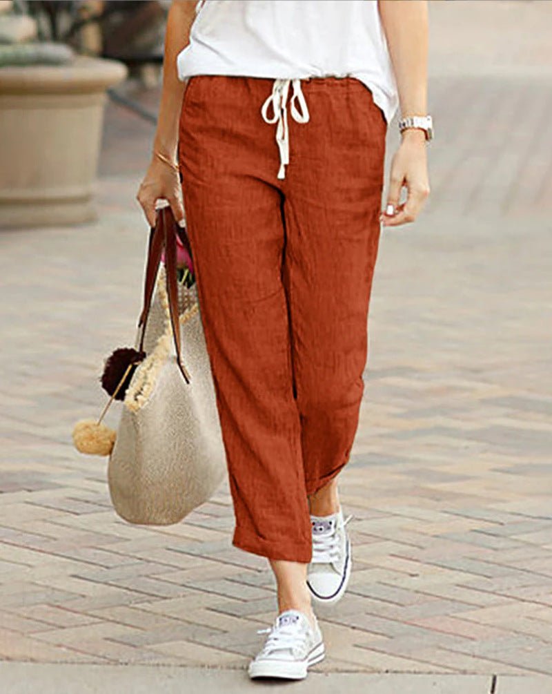 Ovara | Women's Trousers - Relaxed Fit - Elastic Waist with Drawstring - Lightweight Casual Wear - Nalani - UK Fashion Clothing and Decor