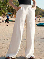 Ovara | Women's Wide - Leg Pants Trousers - High Waist - Breathable Lightweight Fabric - Nalani - UK Fashion Clothing and Decor