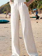 Ovara | Women's Wide - Leg Pants Trousers - High Waist - Breathable Lightweight Fabric - Nalani - UK Fashion Clothing and Decor