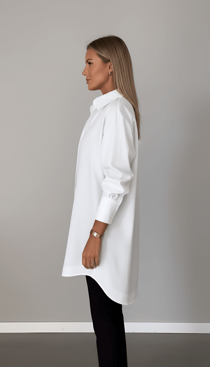 Oversized Cotton Shirt Women With Classic Collar Relaxed Fit - Nalani - Fashion Clothing and Decor