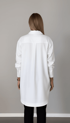 Oversized Cotton Shirt Women With Classic Collar Relaxed Fit - Nalani - Fashion Clothing and Decor