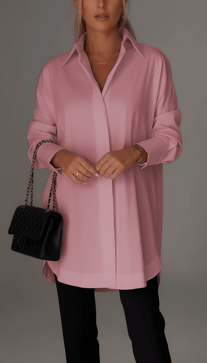 Oversized Cotton Shirt Women With Classic Collar Relaxed Fit - Nalani - Fashion Clothing and Decor