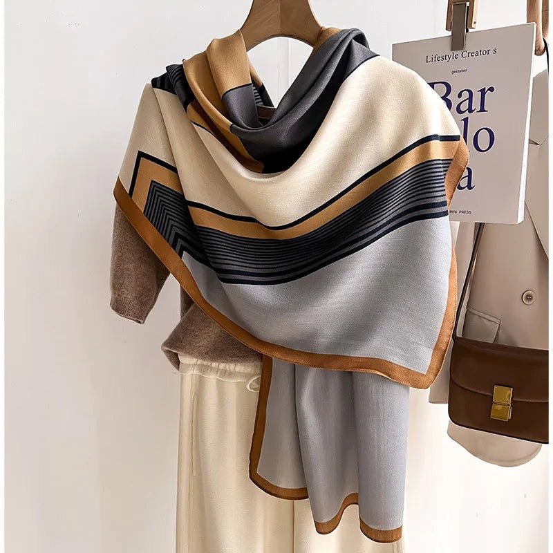 Oversized Winter Wool Cotton Blend Scarf for Women Cozy - Nalani - UK Fashion Clothing and Decor