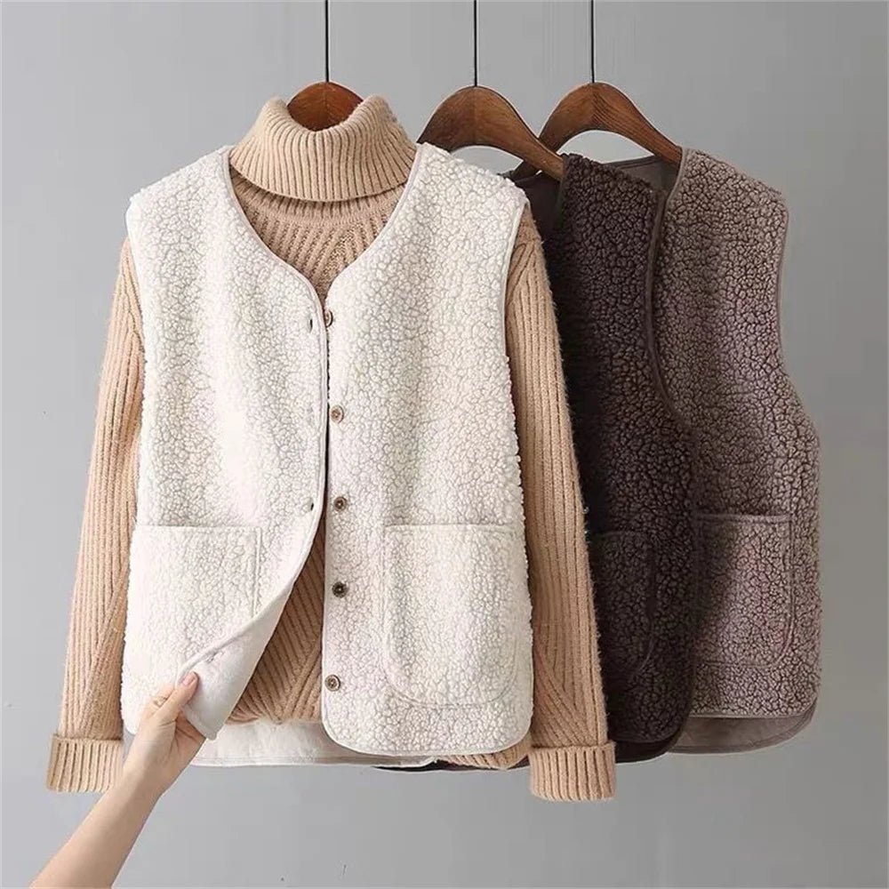 Parsha | Women’s Outfit Set | Ribbed Long Sleeves with V-neck Vest - Nalani - Fashion Clothing and Decor