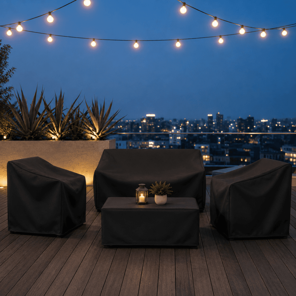 Patio Furniture Cover – Water-Resistant Outdoor Table & Chair Set Cover, Dustproof, Black or Silver, 33 Sizes - Nalani - Fashion Clothing and Decor