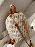 Petite Floré Embroidered Student Bag Handwoven Straw Texture - Nalani - Fashion Clothing and Decor