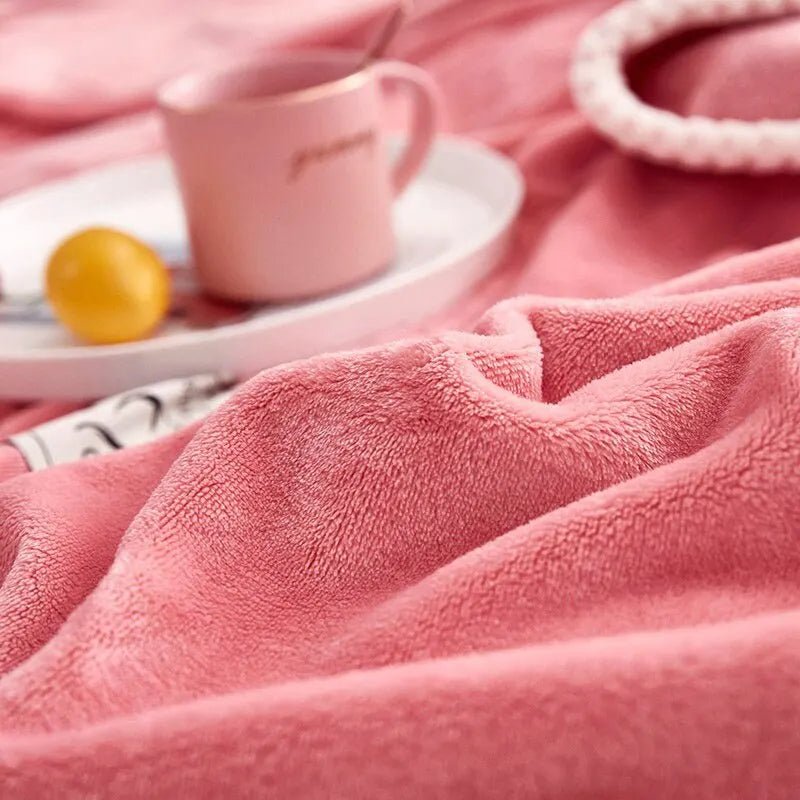 Pink Flannel Fleece Blanket – Soft Plush Throw Blanket for Couch & Bed, Lightweight & Warm, 3 Sizes – BlushCozy - Nalani - Fashion Clothing and Decor