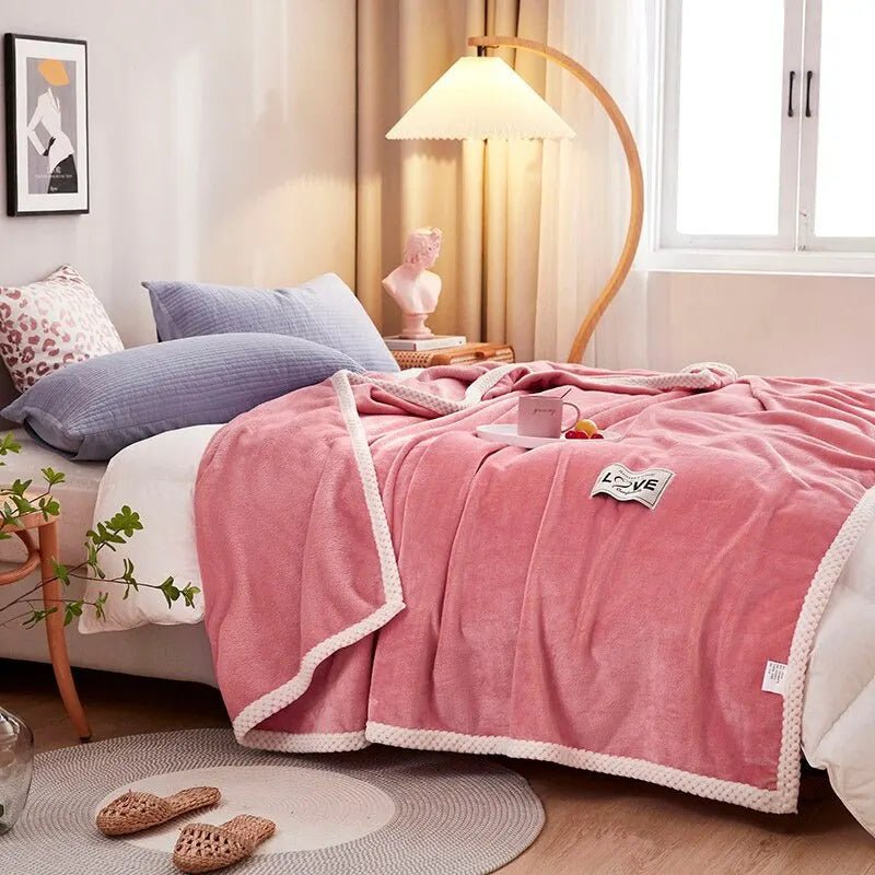Pink Flannel Fleece Blanket – Soft Plush Throw Blanket for Couch & Bed, Lightweight & Warm, 3 Sizes – BlushCozy - Nalani - Fashion Clothing and Decor