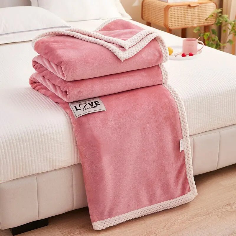 Pink Flannel Fleece Blanket – Soft Plush Throw Blanket for Couch & Bed, Lightweight & Warm, 3 Sizes – BlushCozy - Nalani - Fashion Clothing and Decor