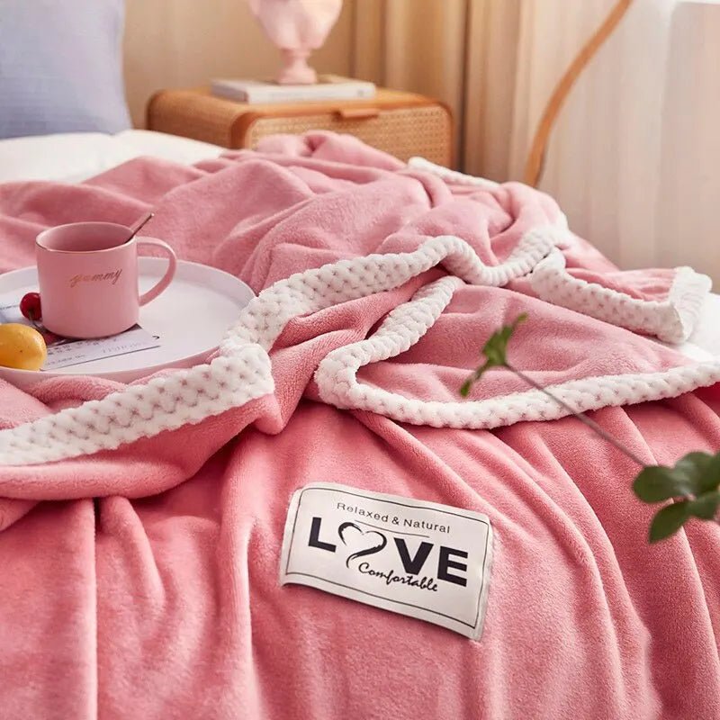 Pink Flannel Fleece Blanket – Soft Plush Throw Blanket for Couch & Bed, Lightweight & Warm, 3 Sizes – BlushCozy - Nalani - Fashion Clothing and Decor