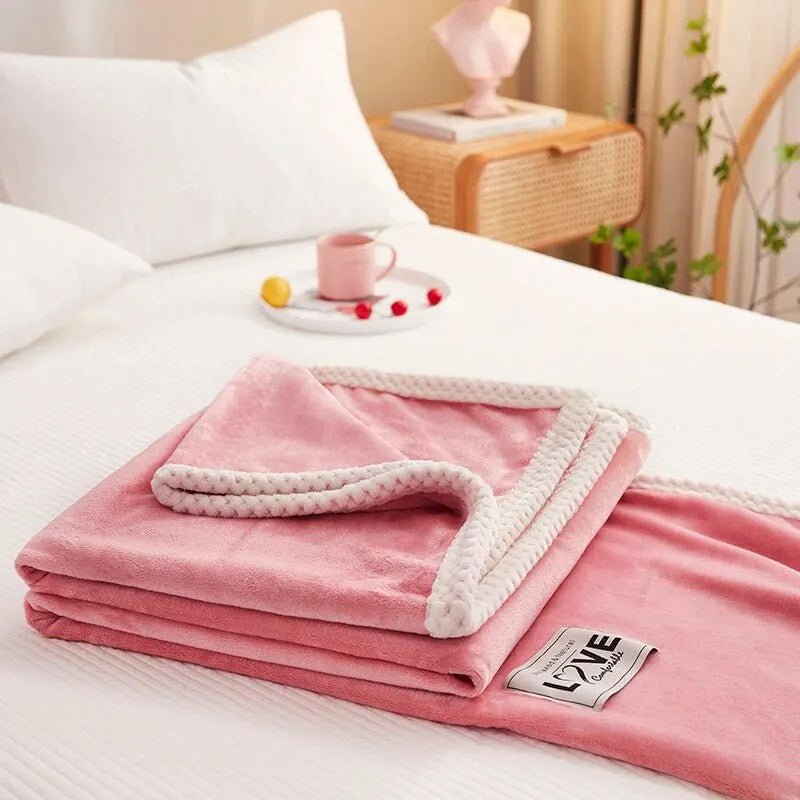 Pink Flannel Fleece Blanket – Soft Plush Throw Blanket for Couch & Bed, Lightweight & Warm, 3 Sizes – BlushCozy - Nalani - Fashion Clothing and Decor