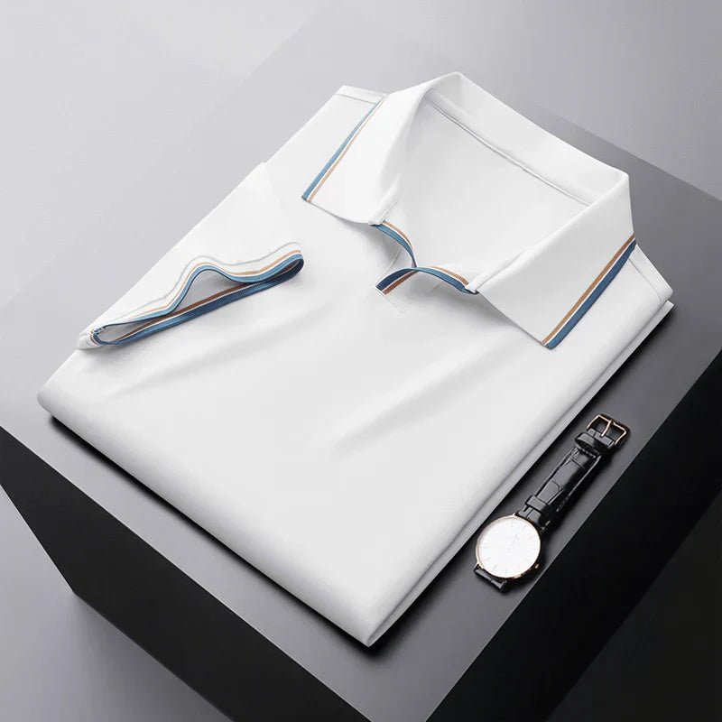 Pique Polo Shirt With Contrast Stripe Tipping Short Sleeve - Nalani - UK Fashion Clothing and Decor