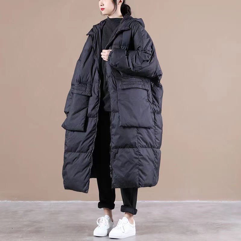 Plus Size Green Hooded Down Jacket With Zip Pockets - Nalani - UK Fashion Clothing and Decor