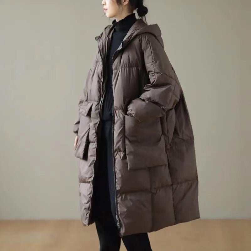 Plus Size Green Hooded Down Jacket With Zip Pockets - Nalani - UK Fashion Clothing and Decor