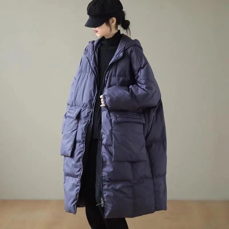 Plus Size Green Hooded Down Jacket With Zip Pockets - Nalani - UK Fashion Clothing and Decor