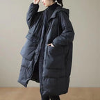 Plus Size Green Hooded Down Jacket With Zip Pockets - Nalani - UK Fashion Clothing and Decor