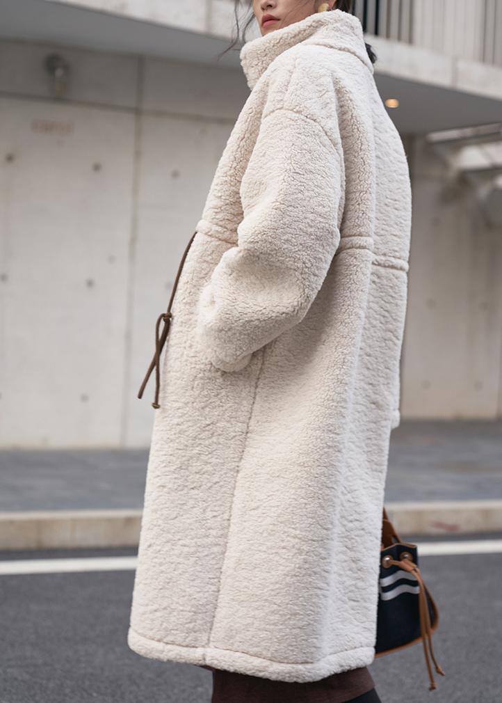 Plus Size Wool Fleece Winter Coat With High Neck Drawstring - Nalani - UK Fashion Clothing and Decor