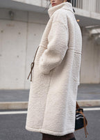 Plus Size Wool Fleece Winter Coat With High Neck Drawstring - Nalani - UK Fashion Clothing and Decor