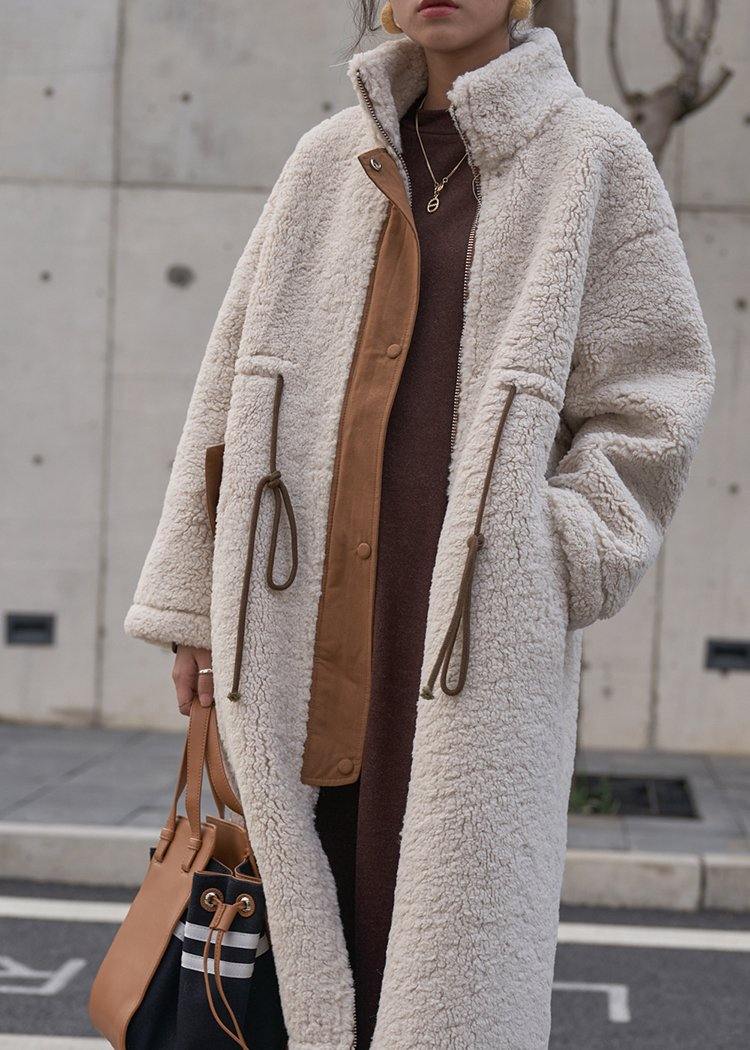 Plus Size Wool Fleece Winter Coat With High Neck Drawstring - Nalani - UK Fashion Clothing and Decor