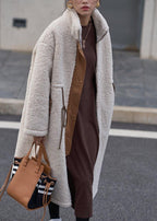 Plus Size Wool Fleece Winter Coat With High Neck Drawstring - Nalani - UK Fashion Clothing and Decor