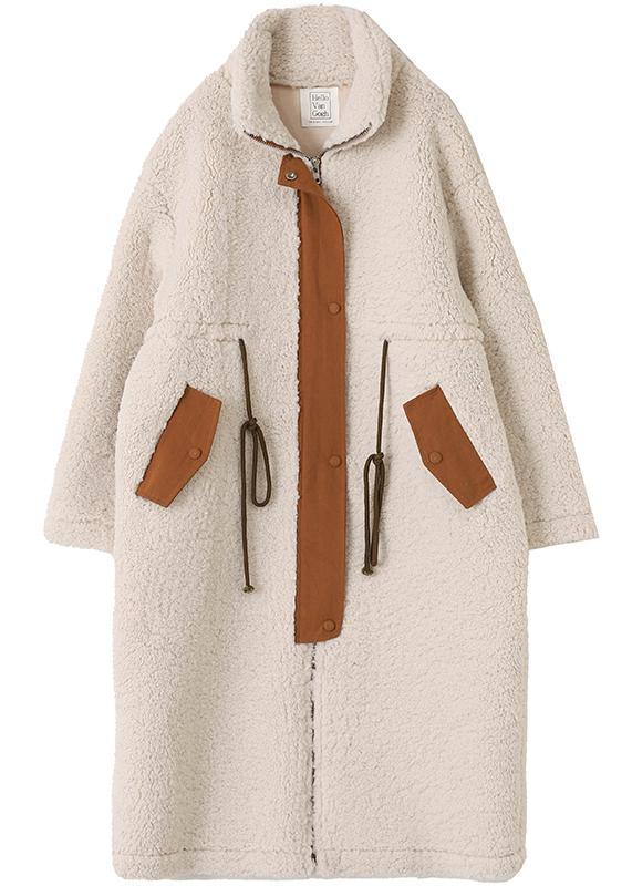 Plus Size Wool Fleece Winter Coat With High Neck Drawstring - Nalani - UK Fashion Clothing and Decor