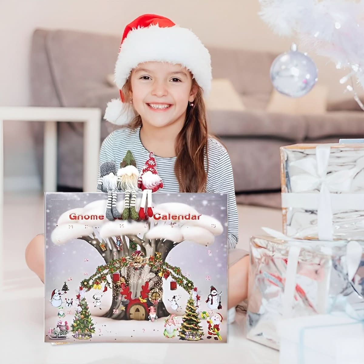 Plush Gnome Advent Calendar – Handmade Fabric Christmas Countdown with 3 Plush Elves & 21 Surprises, Reusable, 3 Styles - Nalani - Fashion Clothing and Decor