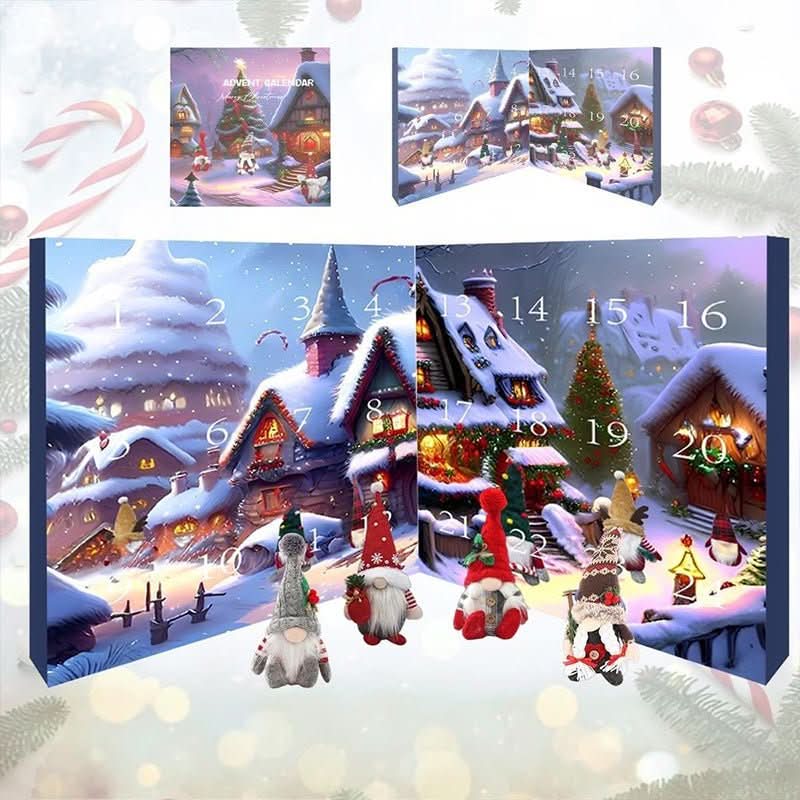 Plush Gnome Advent Calendar – Handmade Fabric Christmas Countdown with 3 Plush Elves & 21 Surprises, Reusable, 3 Styles - Nalani - Fashion Clothing and Decor