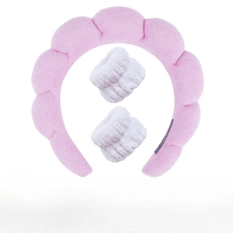 Plush Spa Headband & Wristband Set – Fluffy Skincare Headband with Wrist Towels for Face Washing, 12 Colors – Fluffiea - Nalani - Fashion Clothing and Decor
