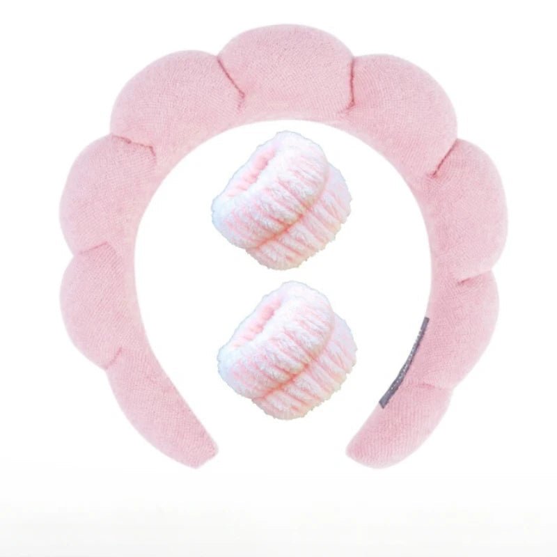 Plush Spa Headband & Wristband Set – Fluffy Skincare Headband with Wrist Towels for Face Washing, 12 Colors – Fluffiea - Nalani - Fashion Clothing and Decor