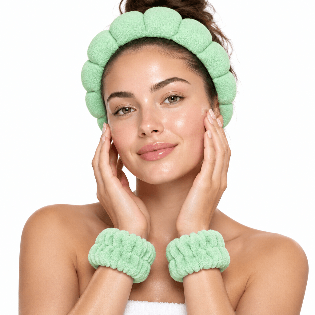 Plush Spa Headband & Wristband Set – Fluffy Skincare Headband with Wrist Towels for Face Washing, 12 Colors – Fluffiea - Nalani - Fashion Clothing and Decor