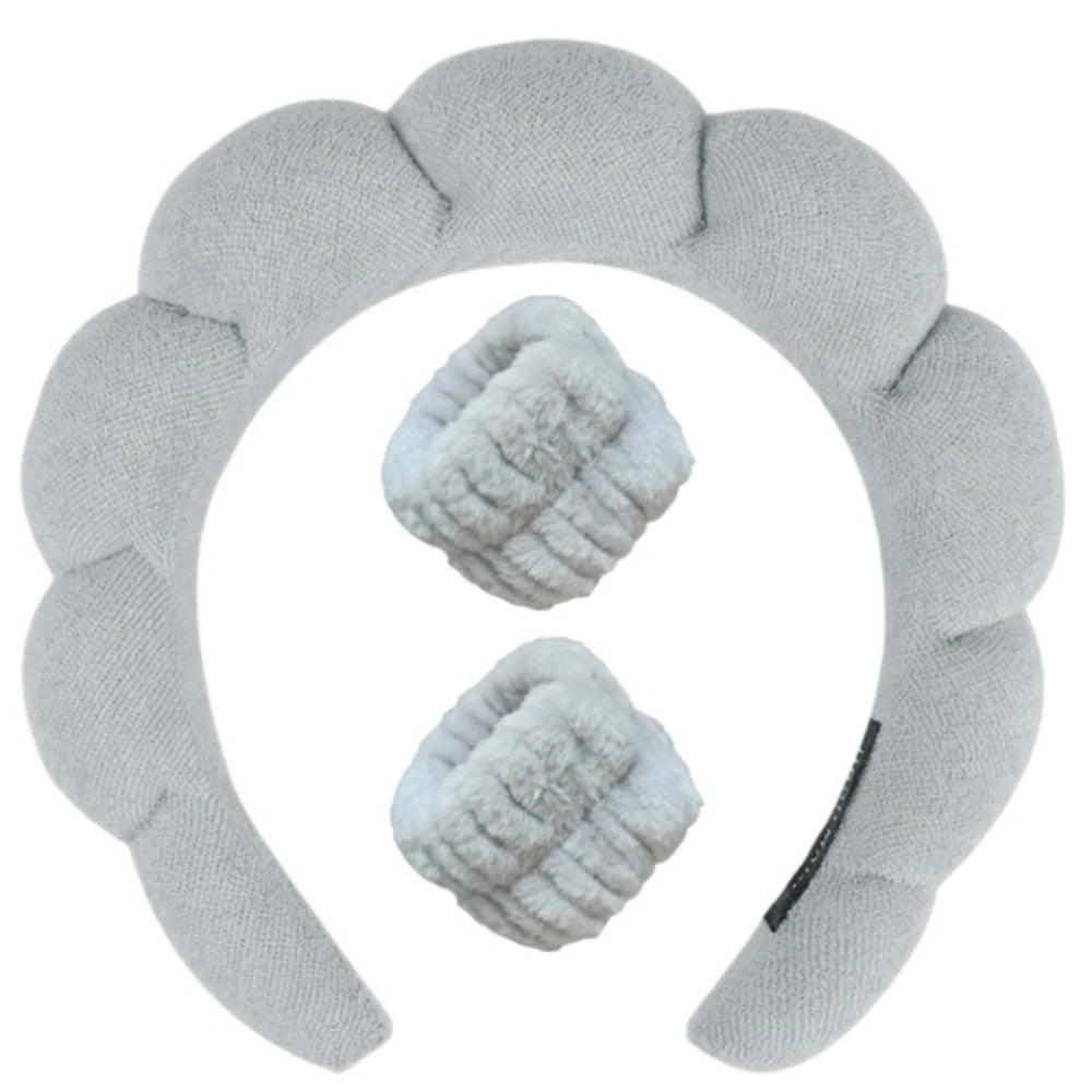 Plush Spa Headband & Wristband Set – Fluffy Skincare Headband with Wrist Towels for Face Washing, 12 Colors – Fluffiea - Nalani - Fashion Clothing and Decor
