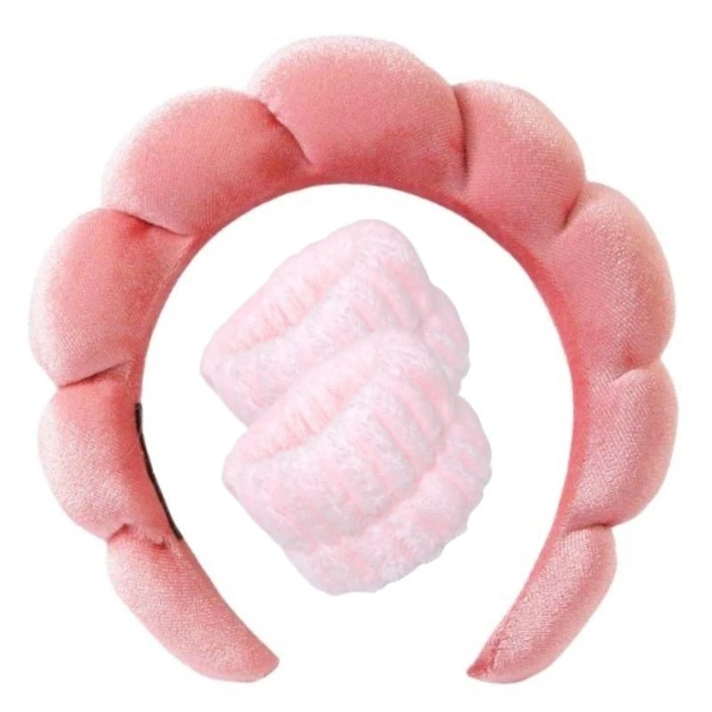 Plush Spa Headband & Wristband Set – Fluffy Skincare Headband with Wrist Towels for Face Washing, 12 Colors – Fluffiea - Nalani - Fashion Clothing and Decor