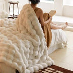 Portable Fluffy Faux Fur Blanket – Soft Fuzzy Throw Blanket for Sofa, Bed, Car & Travel, Anti-Pilling, White – VeluLuxe - Nalani - Fashion Clothing and Decor