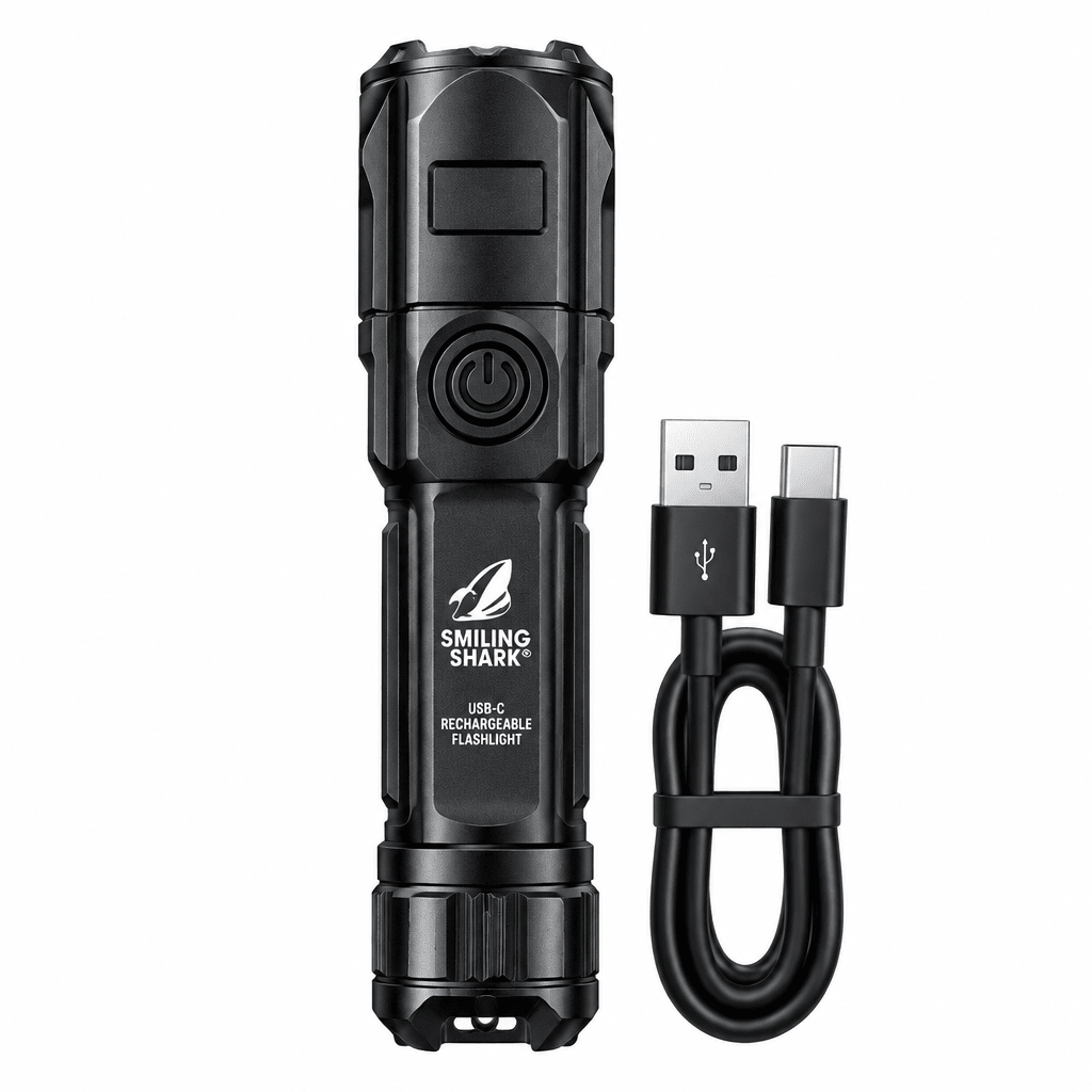 Powerful LED Flashlight with Zoom – USB Rechargeable Camping Flashlight with Multiple Light Modes, Long Range - Nalani - Fashion Clothing and Decor
