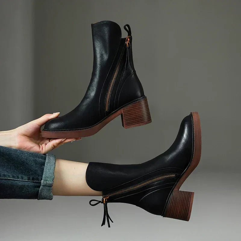 Premium Leather Ankle Boots For Women Durable Comfort Everyday - Nalani - Fashion Clothing and Decor