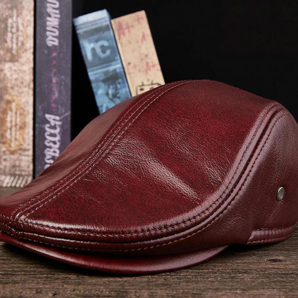 Premium Leather Vintage Beret Cap Duckbill With Ear Flaps - Nalani - UK Fashion Clothing and Decor